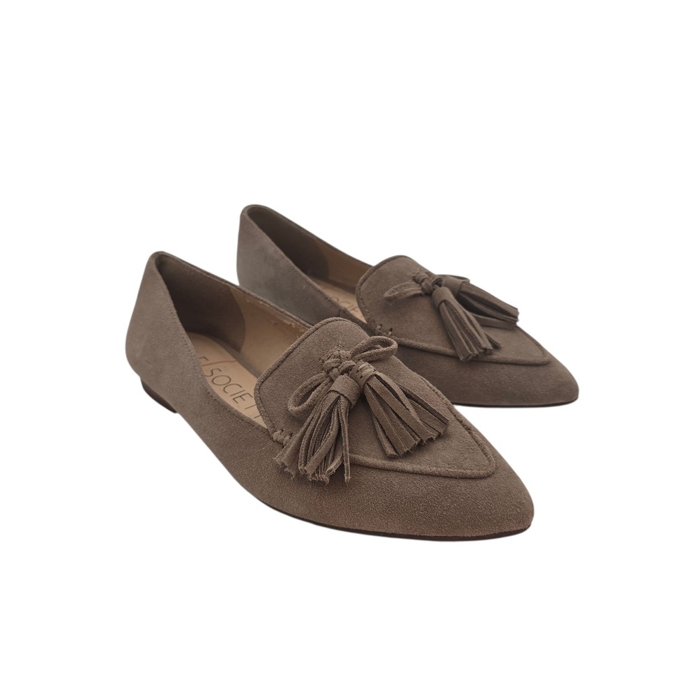 Sole Society‎ Hadlee Taupe Suede Tassel Loafer Flat Women 8M Pointed Toe